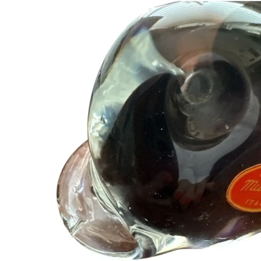 Murano Sommerso Dark Blue Hand Blown Whale Figurine